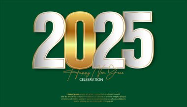 2025 yılınız kutlu olsun. 2025 'i kutlamak, takvim ve poster için gerçekçi, zarif bir gösteri.