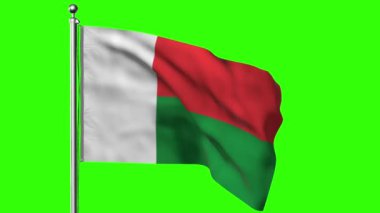 Bayrak direğinde madagaskar bayrağı sallıyor. 3d illüstrasyon