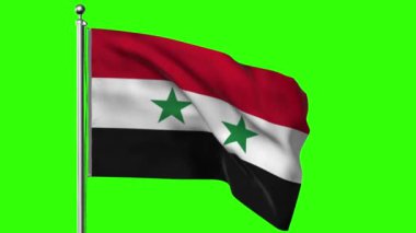 Bayrak direğindeki Suriye bayrağı. 3d oluşturma