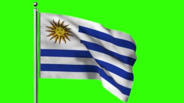 Bayrak direğinde uruguay bayrağı. 3 d Uruguay bayrağı sallıyor..