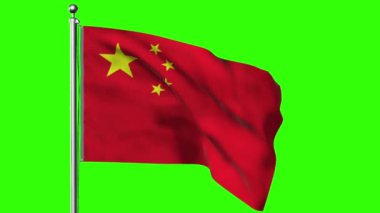 Çin bayrağı rüzgarda dalgalanıyor. 3d oluşturma