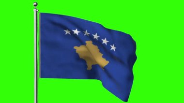 Direk arka planında 3 tane Kosova bayrağı. 3d illüstrasyon.