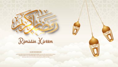 Ramazan Kareem İslami Arkaplan Altın Fenerler Kaligrafi