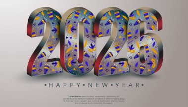 2026 Yeni Yıl Tasarımı parti modelli 3D numaralar Mutlu Yıllar Kutlamaları