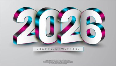 2026 Mutlu Yıllar 3D Isometric Number Design Numbers Typography Holiday
