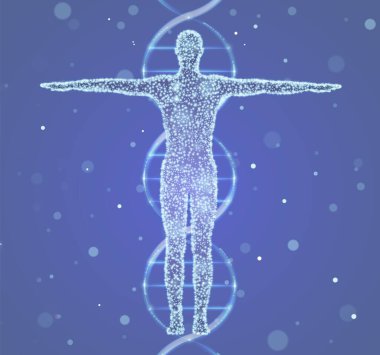 İnsan DNA 'sı. Tıbbi teknoloji, gen evrimi, hücresel sağlık, sinir sistemi, DNA araştırması, moleküler biyoteknoloji, genetik araştırma, biyolojik klonlama, bilimsel biyokimya kavramı