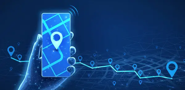 Haritalı ve iğneli telefon. Telefon uygulaması, GPS takip cihazı, coğrafi konum, Uber rota, pin işaretleyici, navigasyon planı, online arama, taksi uygulaması, süper mobil servis konsepti.