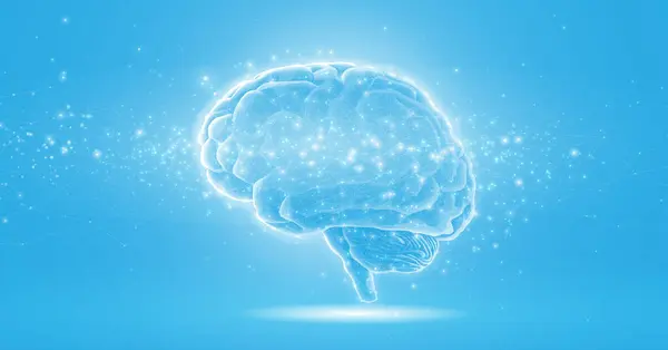 Beyin. Yapay zeka, beyin bilimi, sinir sistemi, insan zihni, nöroloji ağı, modern eğitim, tıp teknolojisi, yapay zeka sistemi konsepti. 3d vektör illüstrasyonu