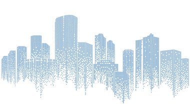 Şehir binaları soyut arka plan. Akıllı şehir, şehir konsepti, gayrimenkul, organizasyon ofisi, gelecekteki şehir manzarası, gökdelen mimarisi, inşaat teknolojisi konsepti.
