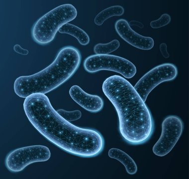 3 boyutlu probiyotik bakteri. Mikrobiyo flora, laktobacillus asidophilus, mikrobiyoloji araştırması, bifidobakteryum hücresi, mikrop bakterisi, bakteri kültürü, bifidobakteri büyümesi, laktik probiyotik fermantasyon.