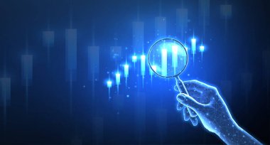 Depoda büyüteç var. Piyasa analizi, mali tahmin, iş büyümesi, gelir artışı, profesyonel yatırım denetimi, yatırım planı, istatistik tablosu, analiz konsepti, grafik oku.