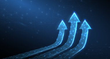 Soyut arkaplanda izole edilmiş okları çoğalt. İş başarısı, finansal tablo, yükselen eğilim, ekonomik yatırım değeri, ok büyümesi, finans konsepti, şirket gelişimi, dijital bilgi.