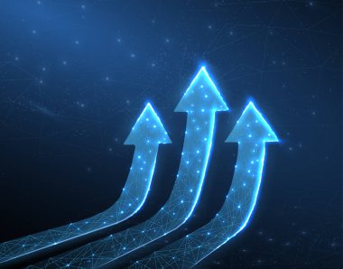 Soyut arkaplanda izole edilmiş okları çoğalt. İş başarısı, finansal tablo, yükselen eğilim, ekonomik yatırım değeri, ok büyümesi, finans konsepti, şirket gelişimi, dijital bilgi.