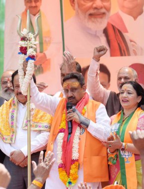 NEW DELHI, INDIA - 3 Mayıs 2024 tarihinde Hindistan 'ın Yeni Delhi kentinde adaylığını açıklayacak olan Chandni Chowk, Praveen Khandelwal' dan BJP adayı. (Fotoğraf: Vipin Kumar / Hindustan Times)