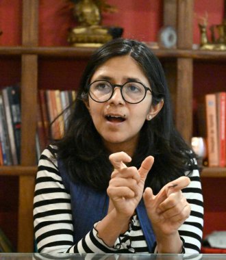 NEW DELHI, INDIA - 26 Mayıs: (EDITOR 'un Notu: Bu Hindustan Times' ın özel bir görüntüsü) AAP milletvekili Swati Maliwal, Hindustan Times ile CR.Park 'ta 26 Mayıs 2024 tarihinde yapılan özel bir röportajda, Hindistan' ın Yeni Delhi kentinde. Pazar günkü Swati Maliwal iddiasına göre...