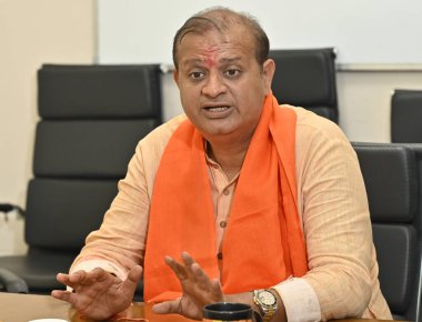 MUMBAI, INDIA - APRIL 29, 2024: Mihir Kotecha, a Bharatiya Janata Party (BJP) MLA from Mulund, filed his nomination for the Mumbai North East Lok Sabha Constituency  clipart