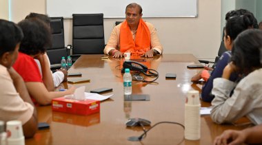 MUMBAI, INDIA - APRIL 29, 2024: Mihir Kotecha, a Bharatiya Janata Party (BJP) MLA from Mulund, filed his nomination for the Mumbai North East Lok Sabha Constituency  clipart