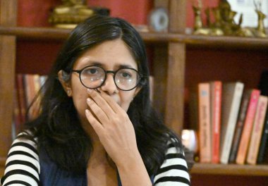 NEW DELHI, INDIA - 26 Mayıs 2024: AAP milletvekili Swati Maliwal, 26 Mayıs 2024 tarihinde Hindistan 'ın başkenti Yeni Delhi' de Hindustan Times 'a verdiği özel röportajda.