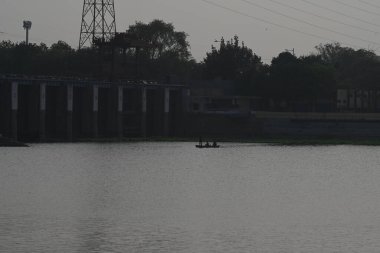 A view of desert and low water level yamuna river at Wazirabad in North East Delhi, on May 22, 2024 in New Delhi, India. The water crisis in Delhi is mainly caused by the depleting water level in the Yamuna river clipart