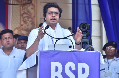 GHAZIABAD, INDIA - APRIL 6: BSP national coordinator Akash Anand on Sunday held an election rally in Ghaziabad's Arthala on April 6, 2024 in Ghaziabad, India. Anand targeted Bhim Army chief Chandra Shekhar Azad  clipart