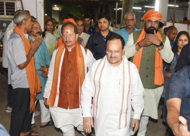 PATNA, INDIA - 24 Nisan: BJP Ulusal Başkanı JP Nadda 24 Nisan 2024 tarihinde Patna, Hindistan 'da BJP ofisini ziyaret etti.  