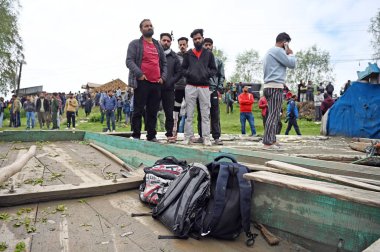 SRINAGAR, INDIA - APRIL 16: National Disaster Response Force (NDRF) team conduct rescue operation after boat capsized in the jhelum river on April 16, 2024 in Srinagar, India.  clipart