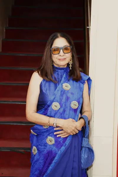 stock image NEW DELHI, INDIA - MARCH 29, 2024: Bollywood actress Neena Gupta during an event organized by Lutff and Prajna Foundation to celebrate 35 years of the TV serial on the poet Mirza Ghalib's life, on March 29, 2024 in New Delhi, India 