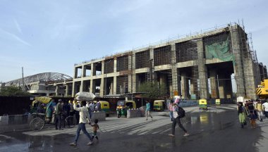 NEW DELHI, INDIA - APRIL 4: A view of under construction Delhi Meerut Regional Rapid Transit System (RRTS) Station at Sarai Kale Khan on April 4, 2024 in New Delhi, India.  clipart