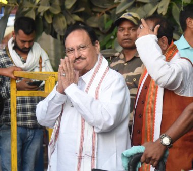 PATNA, INDIA - 24 Nisan: BJP ulusal başkanı J.P. Nadda 24 Nisan 2024 tarihinde Hindistan 'ın Patna kentinde Jaiprakash Narayan Havalimanı' na ulaştı. Fotoğraf: Santosh Kumar / Hindustan Times)