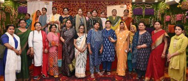 NEW DELHI, INDIA - APRIL 10: Women of East Delhi Lok Sabha constituency participating in Anokhi Panchayat (women parliament) for upcoming Lok Sabha election at Raghu Nath Temple Krishana Nagar, on April 10, 2024 in New Delhi, India.  clipart