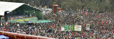 PATNA, INDIA - MARCH 3: An aerial view of RJDs 'Jan Vishwas Maha Rally at Gandhi Maidan, on March 3, 2024 in Patna, India. The leaders of the Indian National Developmental Inclusive Alliance (INDIA), including Rahul Gandhi of the Congress clipart