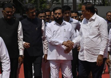 MUMBAI, INDIA - 1 Mart 2024: Maharashtra Genel Sekreteri Eknath Shinde 1 Mart 2024 tarihinde Hindistan 'ın Mumbai kentinde Vidhan Bhavan' da Bütçe Toplantısı sırasında. Fotoğraf: Anshuman Poyrekar / Hindustan Times)