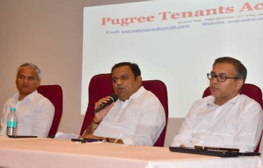 MUMBAI, INDIA - MARCH 26, 2024: Speaker of Maharashtra Assembly Rahul Narvekar attended the meeting on the update on the hearing by the Nine-Judge Bench, Supreme Court and Maharashtra Rent Act 1999 organized by Pugree Tenants Action Committee. clipart