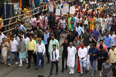 KOLKATA, INDIA - MARCH 7: All India Trinamool Congress General Secretary Abhishek Banerjee joins a rally on the eve of International Women's Day on March 7, 2024 in Kolkata, India.  clipart