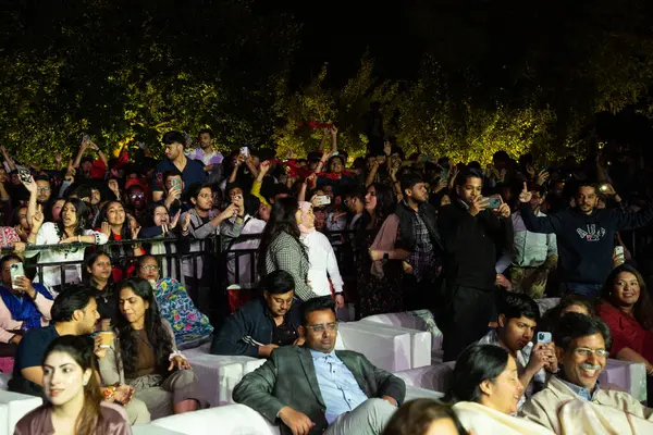 stock image NEW DELHI, INDIA - MARCH 4, 2024: Singer Javed Ali performs during a concert organized by Delhi Tourism at Sunder Nursery