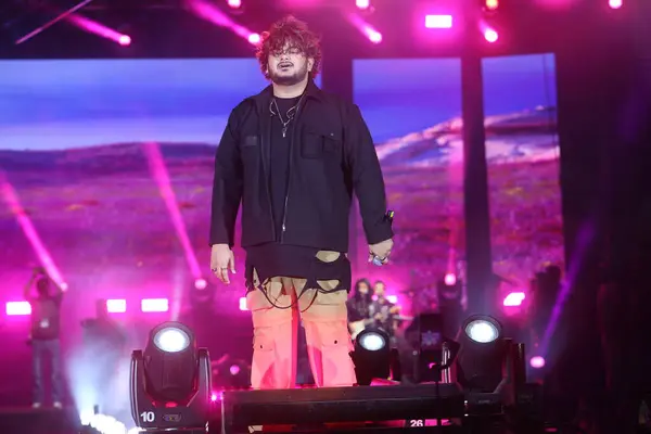 stock image NEW DELHI, INDIA - MARCH 2, 2024: Singer-music composer Vishal Mishra performs during his Pehle Bhi Main India Tour, curated by Fever Live  the live entertainment vertical of Fever Network