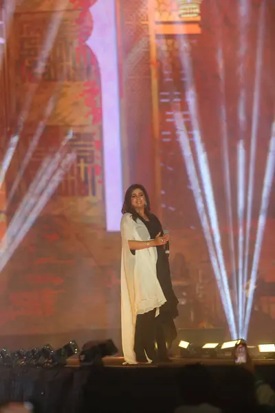 stock image NEW DELHI, INDIA - FEBRUARY 15, 2024: Bollywood singer Shreya Ghoshal performs at the Delhi Technological Universitys Engifest'24, on February 15, 2024 in New Delhi, India