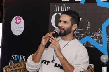 NEW DELHI, INDIA - FEBRUARY 1, 2024: Bollywood actor Shahid Kapoor during an exclusive interview with HT City for the promotion of their upcoming movie Teri Baaton Mein Aisa Uljha Jiya  clipart