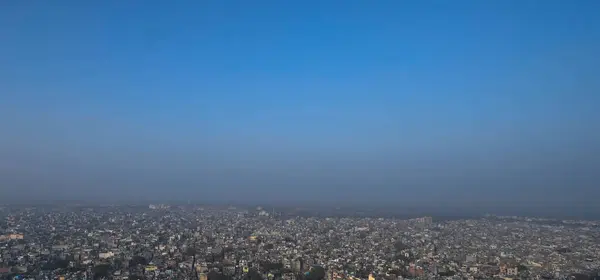 stock image NEW DELHI, INDIA - FEBRUARY 5, 2024: A aerial view of Old Delhi as air quality improved after a reduction in air pollution and increased visibility of the city skyline 