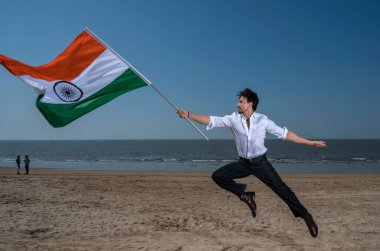 MUMBAI, INDIA - JANUARY 15: Bollywood actor Tiger Shroff poses during an exclusive interview with HT City for 75th Republic Day special shoot, on January 15, 2024 in Mumbai, India. clipart