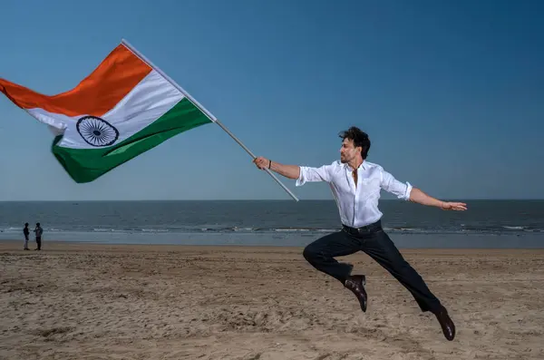 stock image MUMBAI, INDIA - JANUARY 15: Bollywood actor Tiger Shroff poses during an exclusive interview with HT City for 75th Republic Day special shoot, on January 15, 2024 in Mumbai, India.