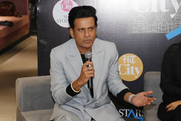 stock image NEW DELHI, INDIA  DECEMBER 14, 2024: Bollywood actor Manoj Bajpayee during an exclusive interview with HT City - Stars in the City segment for the promotion of a OTT series Killer Soup