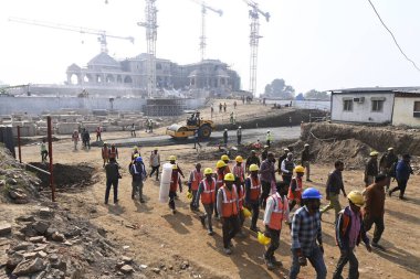 As the date of inaugration of Ram temple is nearing, the construction work of Ram Temple is going on at a fast pace  on December 26, 2023 in Ayodhya, India. clipart