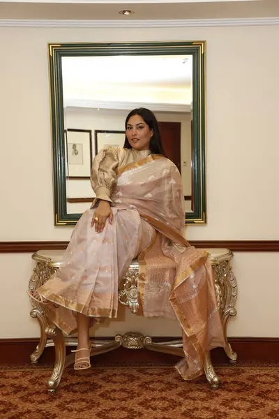 stock image NEW DELHI, INDIA - JULY 17:  (EDITOR'S NOTE: This is an exclusive image of Hindustan Times) Fashion content creator Sakshi Sindwani during an exclusive interview with HT City, on July 17, 2023 in New Delhi, India. (Photo by Shantanu Bhattacharya/Hind