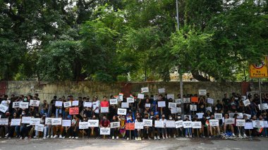 NEW DELHI, INDIA - MAY 31: Tribal people of Manipur take part in a Tribal Solidarity protest against the ongoing tension in the state, at Jantar Mantar on May 31, 2023 in New Delhi, India.  clipart