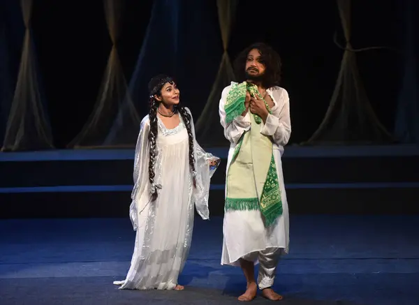 stock image NEW DELHI, INDIA  APRIL 26: Artists perform in Laila Majnun play presented by National School of Drama, direction by Ram Gopal Bajaj, Co-director & sound by Rajesh Singh, translator by Shabbir Irshad Usmani at NSD auditorium, on April 26, 2023 