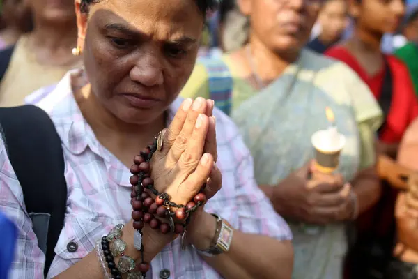 Stock image NEW DELHI, INDIA  JULY 23: Women gathered for prayer for the women of Manipur at Sacred Heart Cathedral Church, on July 22, 2023 in New Delhi, India. 