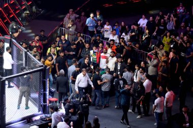 NOIDA, INDIA  JULY 2: Actor Tiger Shroff in the Matrix Fight Night, a Saturday night event held at the Noida Indoor Stadium in Sector 21A, on July 2, 2023 in Noida, India. clipart