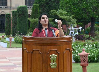 NEW DELHI INDIA  AUGUST 13 2024 Navika Gupta, Deputy Press Secretary to the President Office at the Amrit Udyan, at Rashtrapati Bhavan Photo by Sonu mehta Hindustan Times clipart