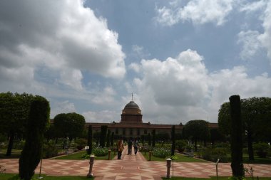 NEW DELHI, INDIA - 13 Ağustos 2024 'te Hindistan' ın Yeni Delhi kentinde, Amrit Udyan, Rashtrapati Bhavan 'da çiçek açtı.. 